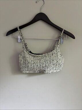 Athleta Black and White Printed Bikini Top and Bottoms.